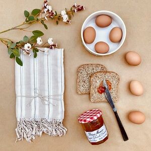 Anthro ❉ Chan Luu Stripe Cotton Dish Towels in Rose Set of 4